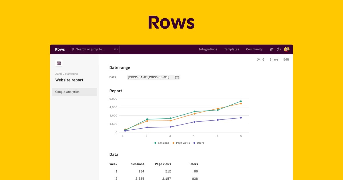 Rows Open Graph card